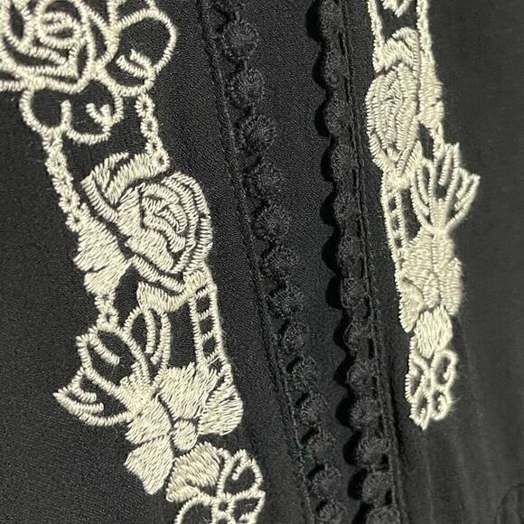 Anthro Love On A Hanger Floral Boho Chic Embroidered Peplum Cami Top Black Small - Picture 9 of 16